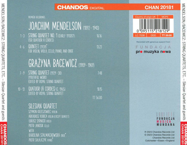 Joachim Mendelson, Grazyna Bacewicz: Chamber Works