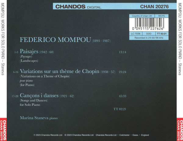 Mompou: Piano Works