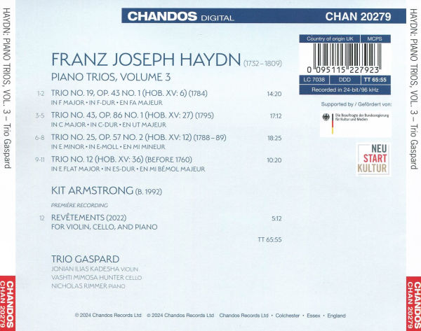 Haydn: The Complete Piano Trios, Vol. 3; Kit Armstrong: Revêtements