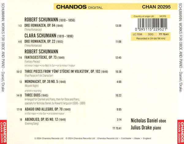 Robert & Clara Schumann: Works for Oboe & Piano