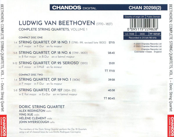 Beethoven: String Quartets, Vol. 1