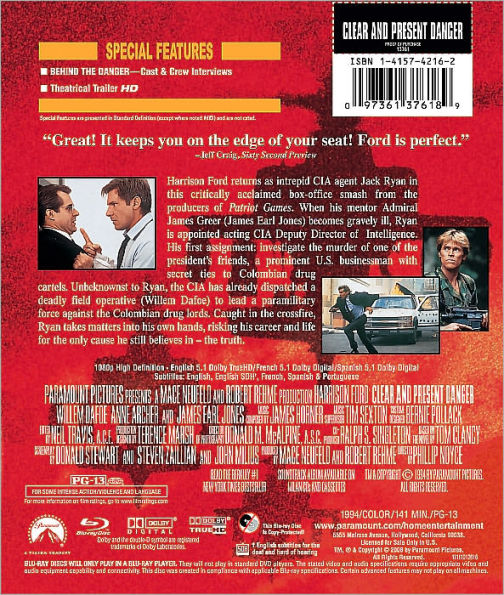 Clear and Present Danger by Phillip Noyce, Harrison Ford, Willem Dafoe ...