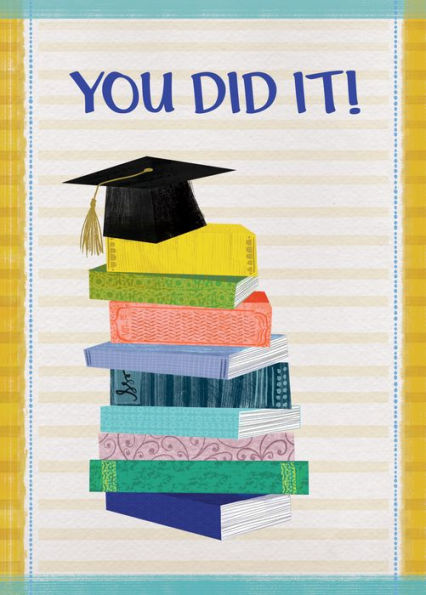 Graduation Greeting Card Stacked Books With Cap