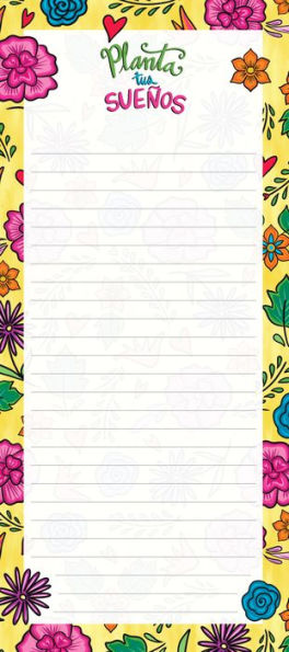 Listpad Hispanic Heritage Month Planta Tus Suenos Yellow Background and Flowers