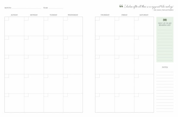 Undated Reading Planner Coffee and Books