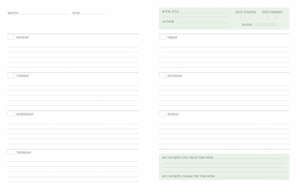 Undated Reading Planner Coffee and Books
