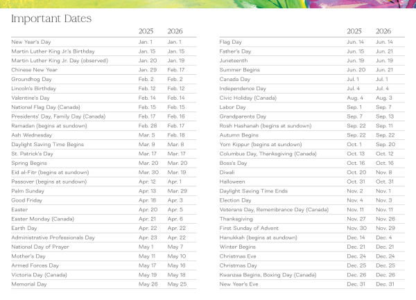 2025-2026 Super Pocket Planner Hummingbird Floral