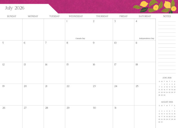 2025-2026 Super Pocket Planner Lemon Tree