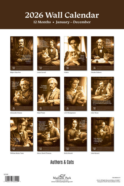 2026 AUTHORS & CATS OVERSIZED WALL CALENDAR - Exclusive