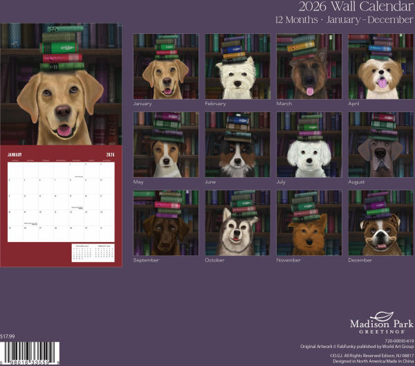 2026 DOGS & BOOKS STANDARD WALL CALENDAR - Exclusive
