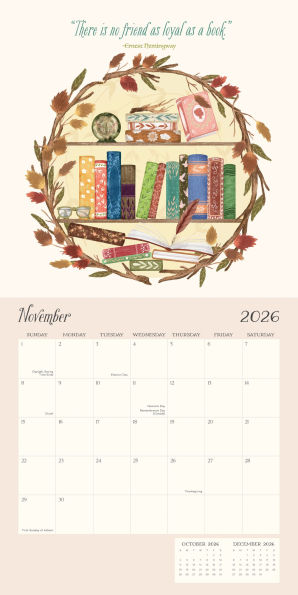2026 BOOKS & FLOWERS STANDARD WALL CALENDAR - Exclusive