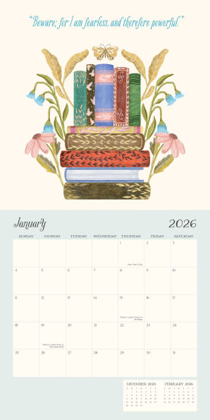 2026 BOOKS & FLOWERS STANDARD WALL CALENDAR - Exclusive