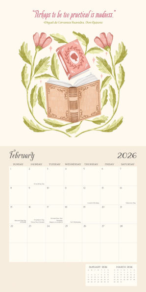 2026 BOOKS & FLOWERS STANDARD WALL CALENDAR - Exclusive