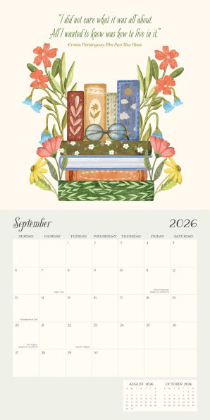 2026 BOOKS & FLOWERS STANDARD WALL CALENDAR - Exclusive