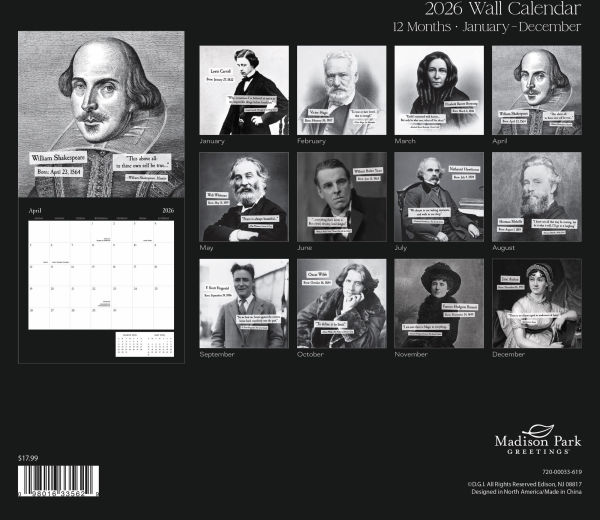 2026 AUTHORS BIRTHDAYS STANDARD WALL CALENDAR - Exclusive