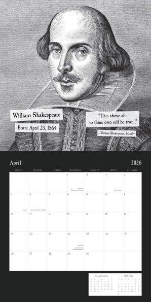 2026 AUTHORS BIRTHDAYS STANDARD WALL CALENDAR - Exclusive