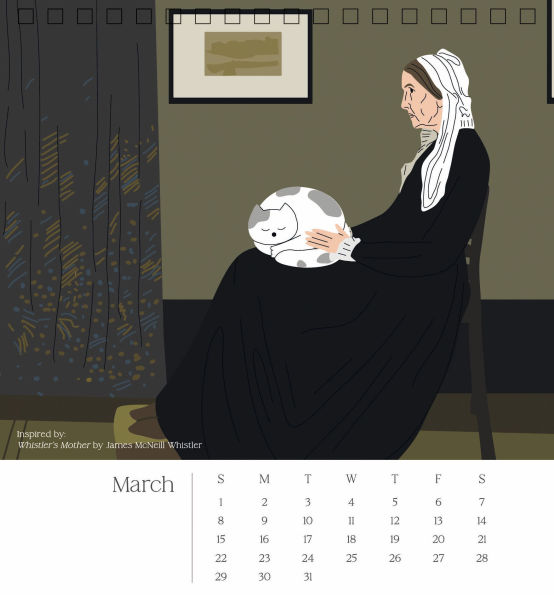 2026 CATS IN ART SPIRAL TOP DESK CALENDAR - Exclusive