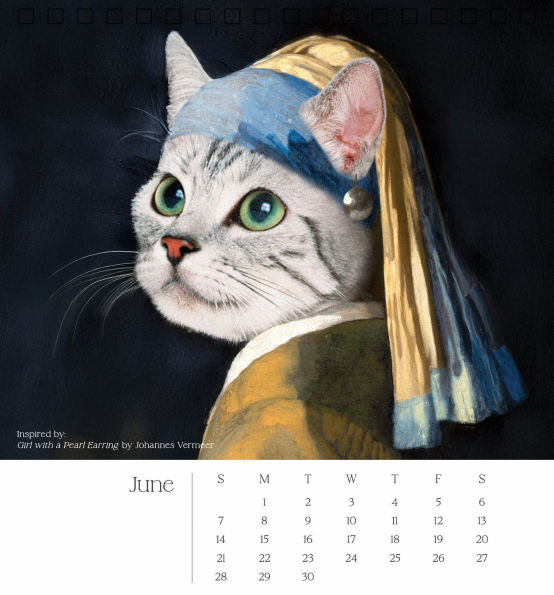 2026 CATS IN ART SPIRAL TOP DESK CALENDAR - Exclusive