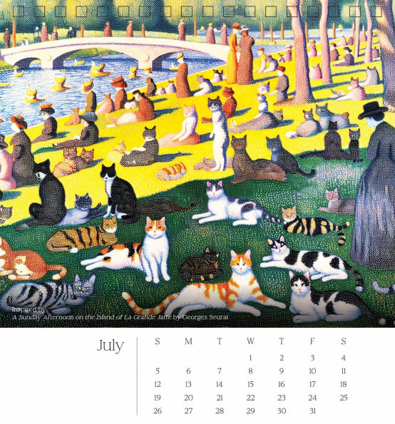 2026 CATS IN ART SPIRAL TOP DESK CALENDAR - Exclusive