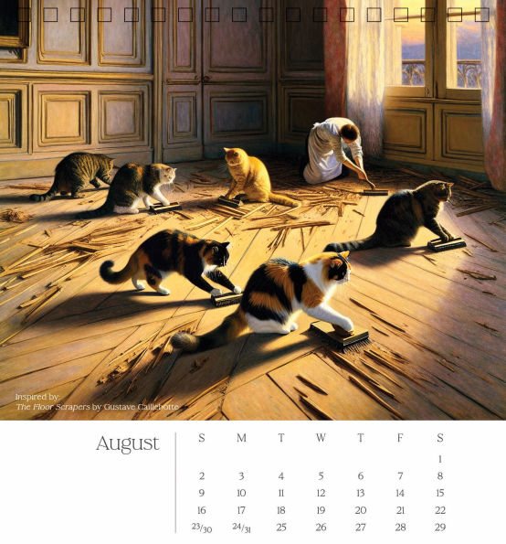 2026 CATS IN ART SPIRAL TOP DESK CALENDAR - Exclusive
