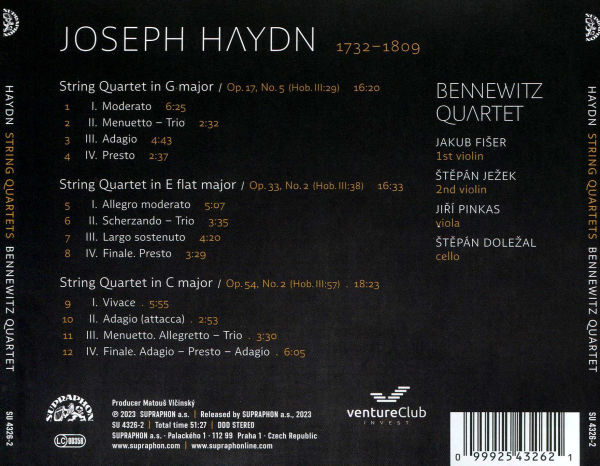 Haydn: String Quartets Op. 17/5, 33/2, 54/2