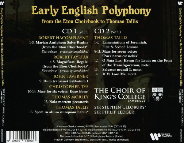 Early English Polyphony from the Eton Choirbook to Thomas Tallis