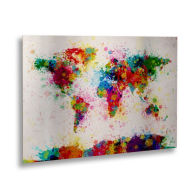 Title: Michael Tompsett 'Paint World Map' Floating Brushed Aluminum Art