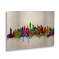 Title: Michael Tompsett 'New York Skyline' Floating Brushed Aluminum Art