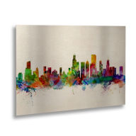 Title: Michael Tompsett 'Chicago Illinois' Floating Brushed Aluminum Art