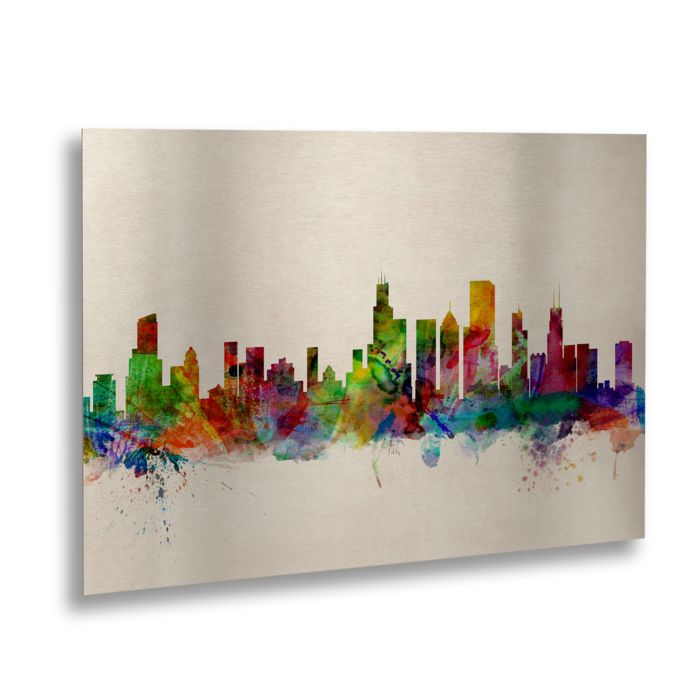 Michael Tompsett 'Chicago Illinois' Floating Brushed Aluminum Art