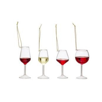 Wine Glass Ornaments, Assorted 4 styles