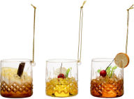 Title: Glass Lowball Cocktail Ornaments, Assorted 3 styles