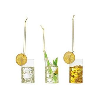 Glass Highball Cocktail Ornaments, Assorted 3 styles