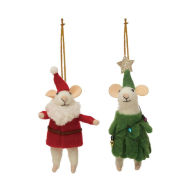Title: Wool Felt Holiday Outfit Mouse Ornament