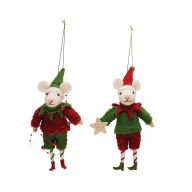Title: Wool Felt Elf Mouse Ornament