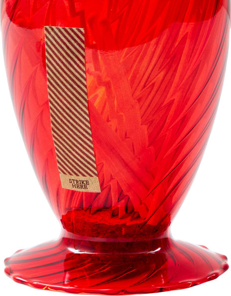 Red Striped Glass Cloche with Matches