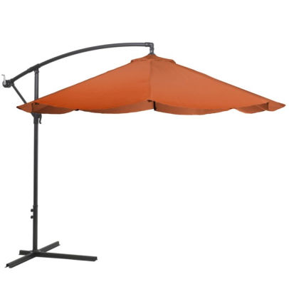 Patio Umbrella Cantilever Hanging Outdoor Shade Easy Crank And Base For Table Deck Balcony Porch Backyard 10 Foot By Pure Garden Terracotta By Trademark Global Barnes Noble