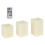 Title: Lavish Home 3 Piece Square Color Changing Flameless Candle with Remote