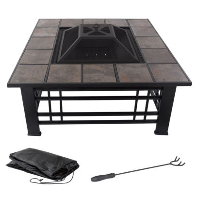 Fire Pit Set Wood Burning Pit Includes Spark Screen And Log Poker