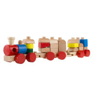 Title: Wooden Toy Stacking Learning Train Set with 20 Interchangeable Wooden Blocks for Boys and Girls, Toddlers by Hey! Play!