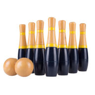 Title: Lawn Bowling, 8 inch Tall Wooden Lawn Game, Indoor amp; Outdoor Toy, Adults amp; Kids, Blue and Gold, by Hey! Play!