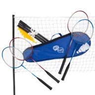 Title: Badminton Set Complete Outdoor Yard Game with 4 Racquets, Net with Poles, 3 Shuttlecocks and Carrying Case for Kids and Adults by Hey! Play!