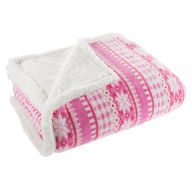 Title: Sherpa Fleece Throw Blanket With Pink Snowflake Pattern Lightweight Hypoallergenic Bed or Couch Soft Plush Blanket (60