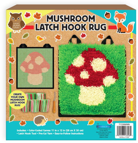 Innovative Designs Red Mushroom Latch Hook Rug