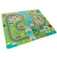 Title: Baby Play Mat for Kids, Microfiber Flannel Fleece & Foam Mat with Non Slip Back and Train Scene for Toddlers, Boys and Girls by Hey! Play!