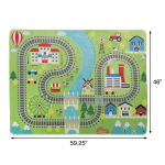 Alternative view 2 of Baby Play Mat for Kids, Microfiber Flannel Fleece & Foam Mat with Non Slip Back and Train Scene for Toddlers, Boys and Girls by Hey! Play!