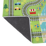 Alternative view 3 of Baby Play Mat for Kids, Microfiber Flannel Fleece & Foam Mat with Non Slip Back and Train Scene for Toddlers, Boys and Girls by Hey! Play!