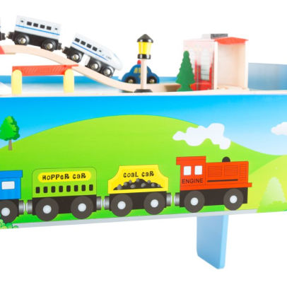 hey play wooden train set table