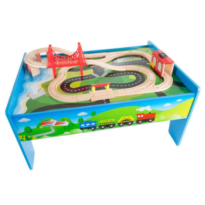 hey play wooden train set table