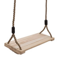 Title: Wooden Swing, Outdoor Flat Bench Seat with Adjustable Nylon Hanging Rope for Kids Playset Frame or Tree, Backyard Swinging Toy by Hey! Play!